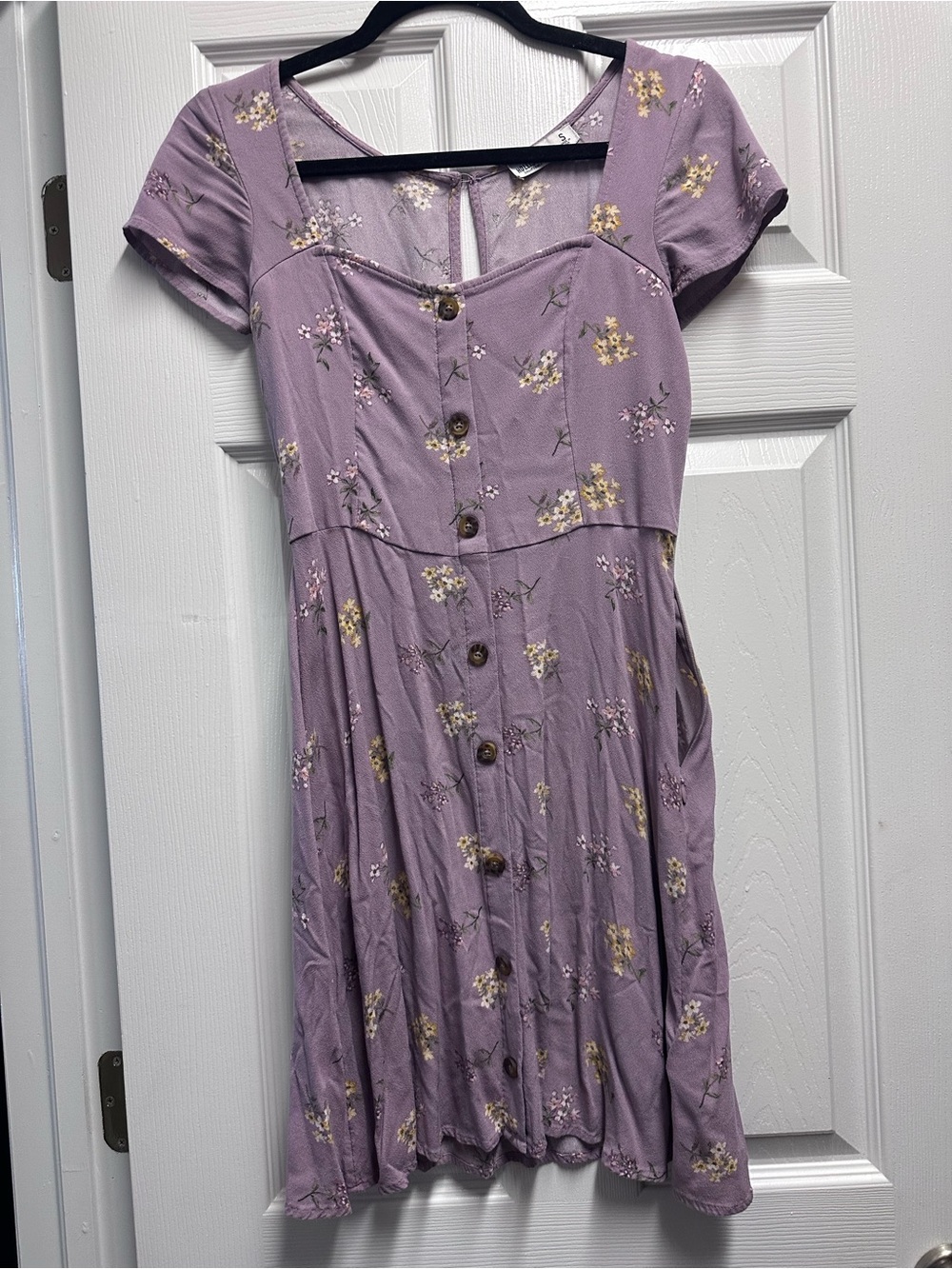 Hollister Lavender Floral Button-Down Mini Dress